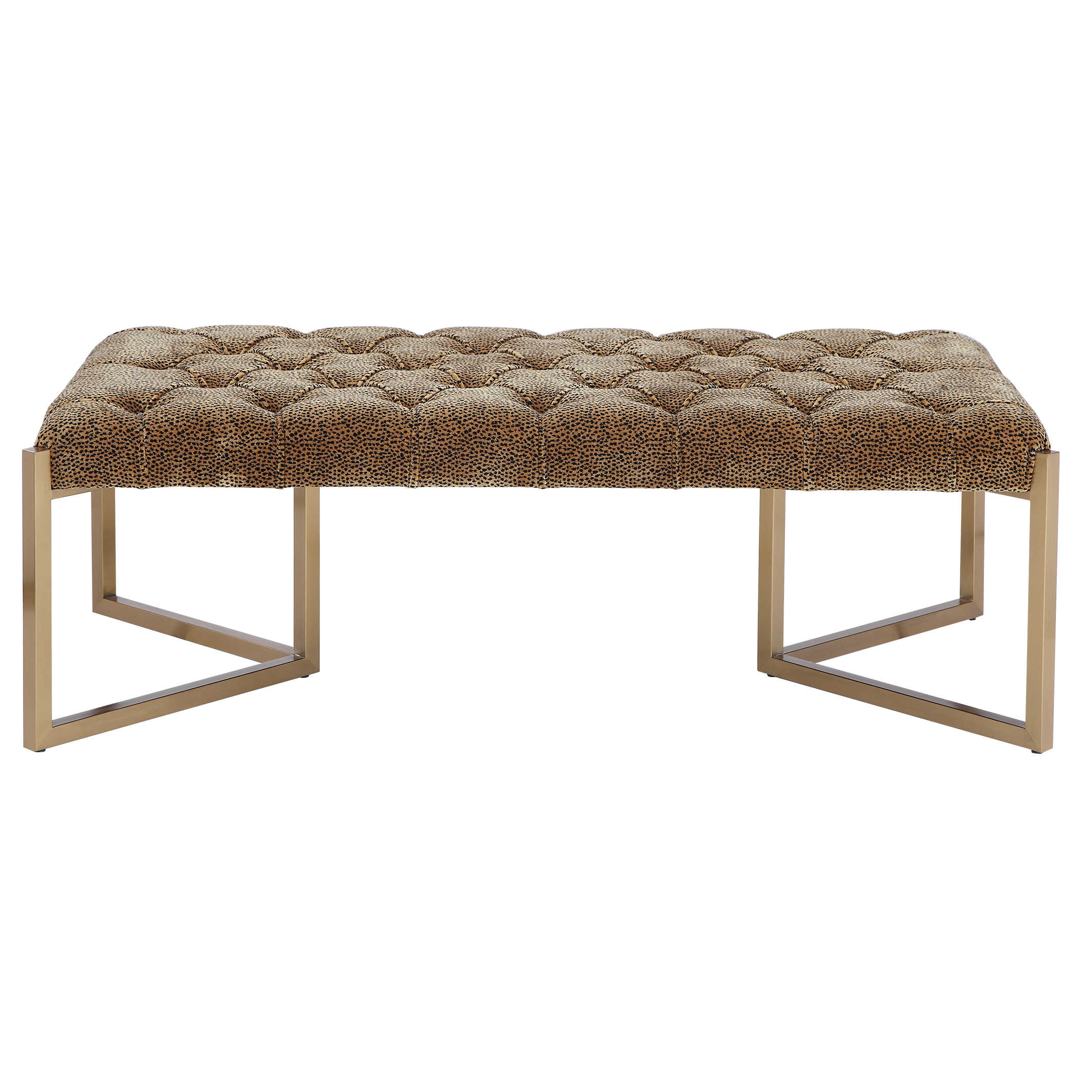 Tufted Leopard Bench With Gold Legs Nuance Interior Designs